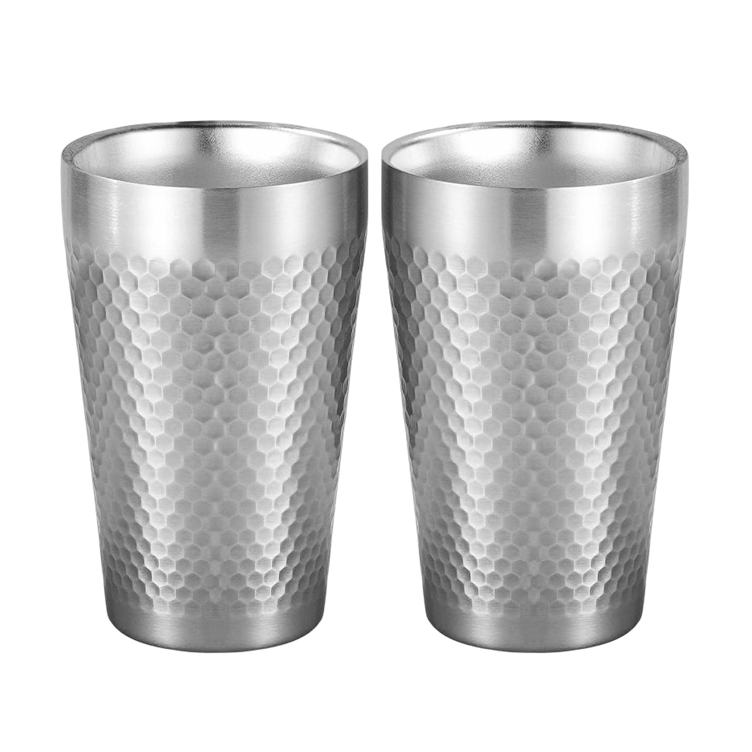 Insulated Stainless Steel Cup - 450ml Travel Coffee Cup Vacuum Double Walled Camping Mug Tumbler Tough Shatterproof Coffee Mug Beer Glasses Tea Cups for Cold Hot Drinks 2 Count