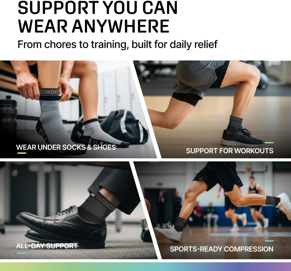 Modvel Foot & Ankle Brace Socks with Adjustable Support Strap – Compression Sleeve for Sprained Ankle, Plantar Fasciitis Relief Tendonitis & Arthritis, Stabilizing Foot & Ankle Support for Women & Men
