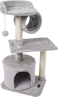 FISH&NAP CA01H2 Cat Tree Cat Tower Cat Condo Sisal Scratching Posts with Jump Platform and Cat Ring Cat Furniture Activity Center Kitten Play House Grey