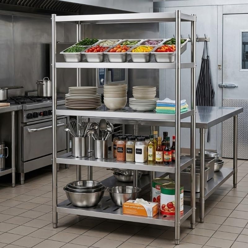 Générique Rayonnage INOX Ajouré 1000 × 500 × 1700 mm – 4 Niveaux