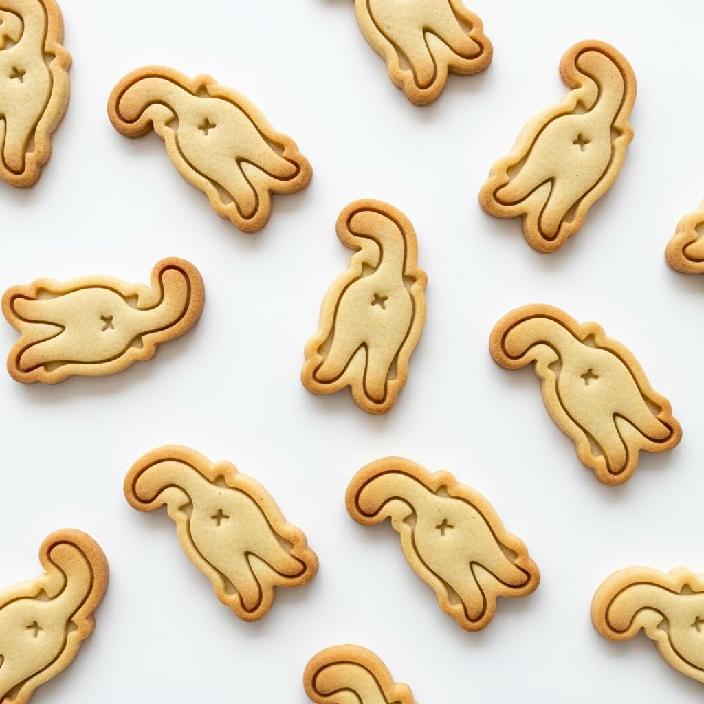 BAKERLOGY Kitty Hi & Bye Mini Cookie Cutter & Stamp Set (Kitty Butt & Kitty Paw Says Hi Designs) – Cute Cat Fondant Embossing Stamp Cutters for Pet Lovers, Cupcake Toppers & Fun Baking Treats
