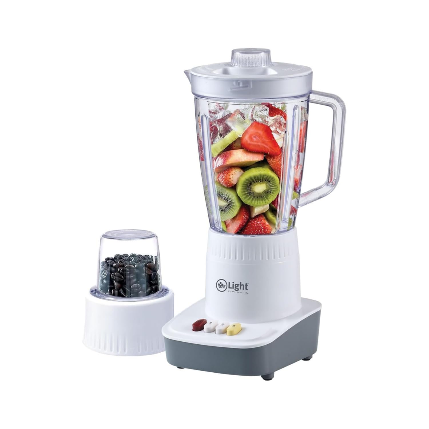 Mr.light Blenders, Mixers & Food Processors,Multi-Functional 2 in 1 Blender, 600W Powerful Motor Mixer Grinder with Stainless Steel Blades, 1.6L Blending Mixer, ML-1042