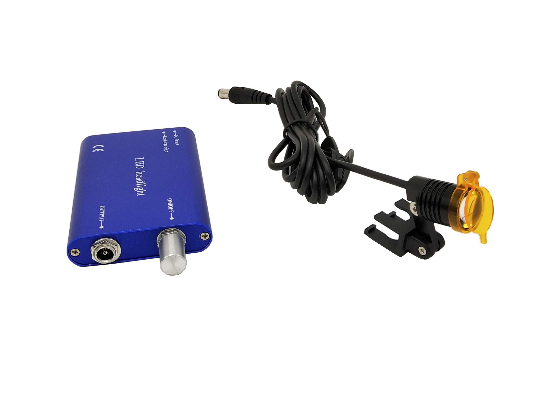Mikes Dental Lampe frontale LED 3 W à clipser avec tablette d'ombrage pour loupes jumelles médicales chirurgicales (Bleu)