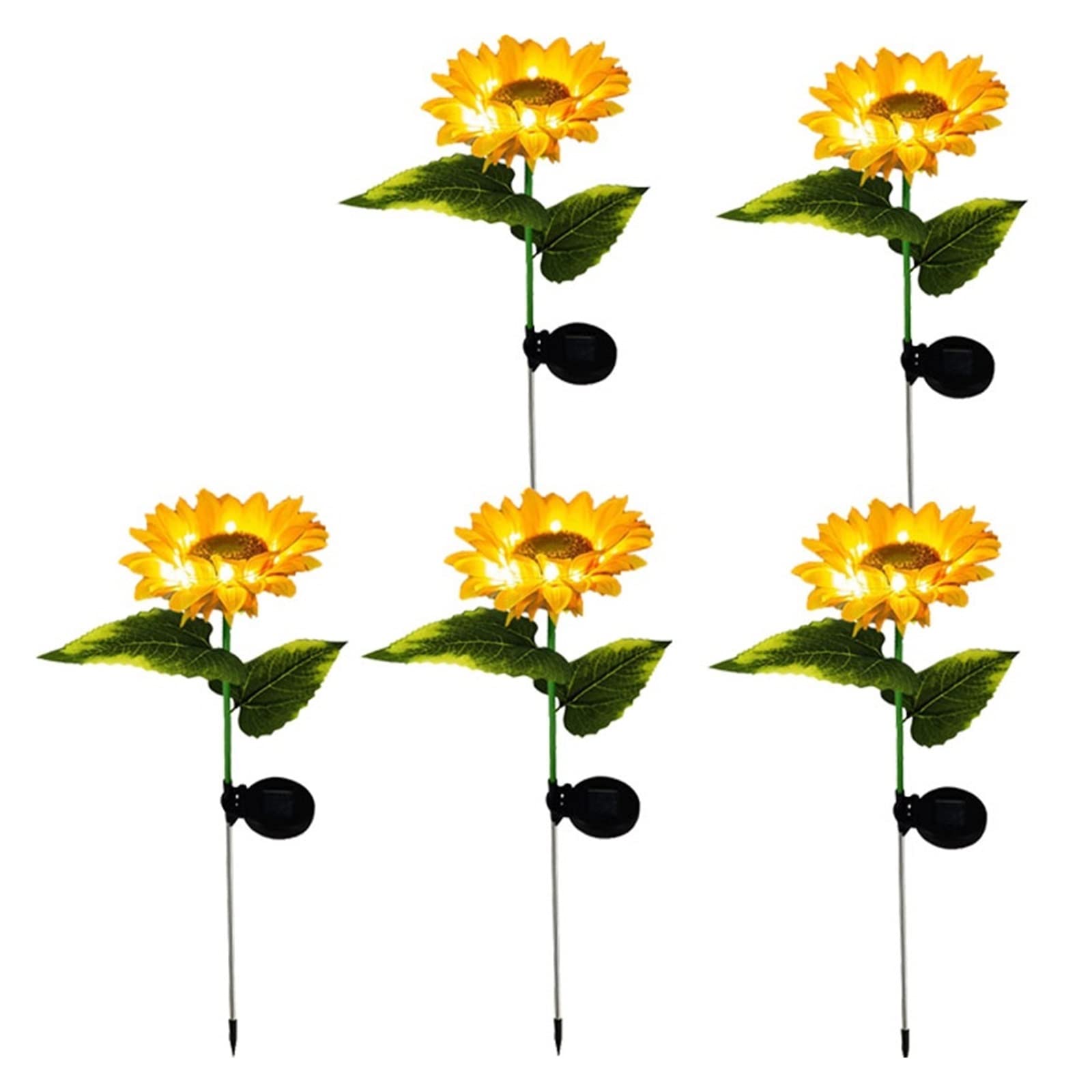 DELURA Luci solari a LED a forma di girasole Luci da giardino ricaricabili da 600 mAh Luci da esterno impermeabili for esterni for cortile di nozze (Color : 5Pcs)