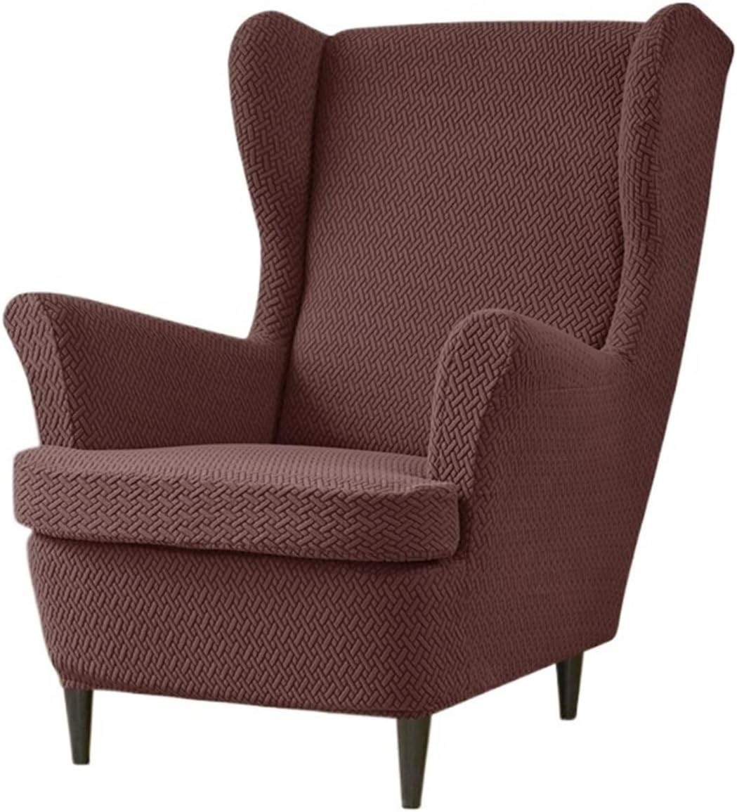 Wing Chair Slipcover 2pcs/Set Elastic Wing Chair Cover Solid Color Armchair Slipcover with Seat Cushion Stretch Sofa for Living Room Office(Color 5)