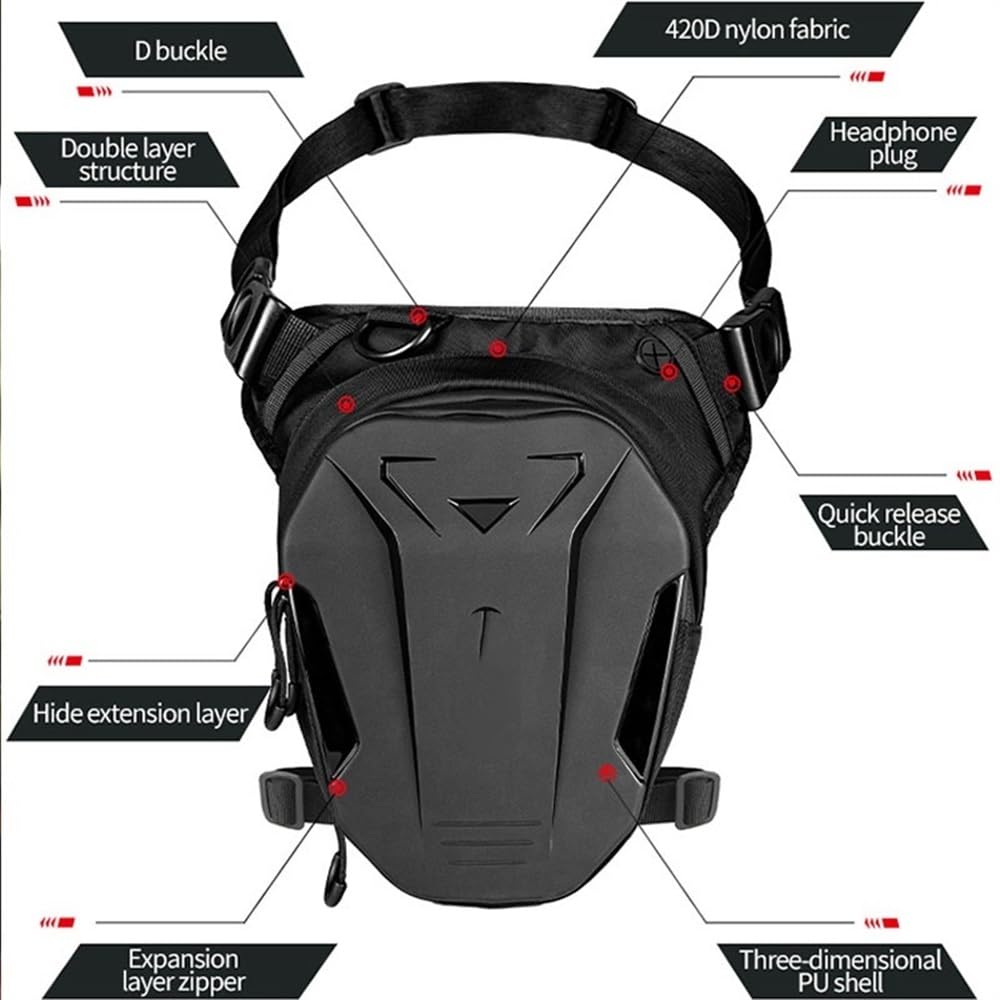 Pernera Moto Bolsa for Motocicleta for Hombre, Bolsa Lateral for Pierna de, Carcasa Dura, riñonera for teléfono for, cartuchera for