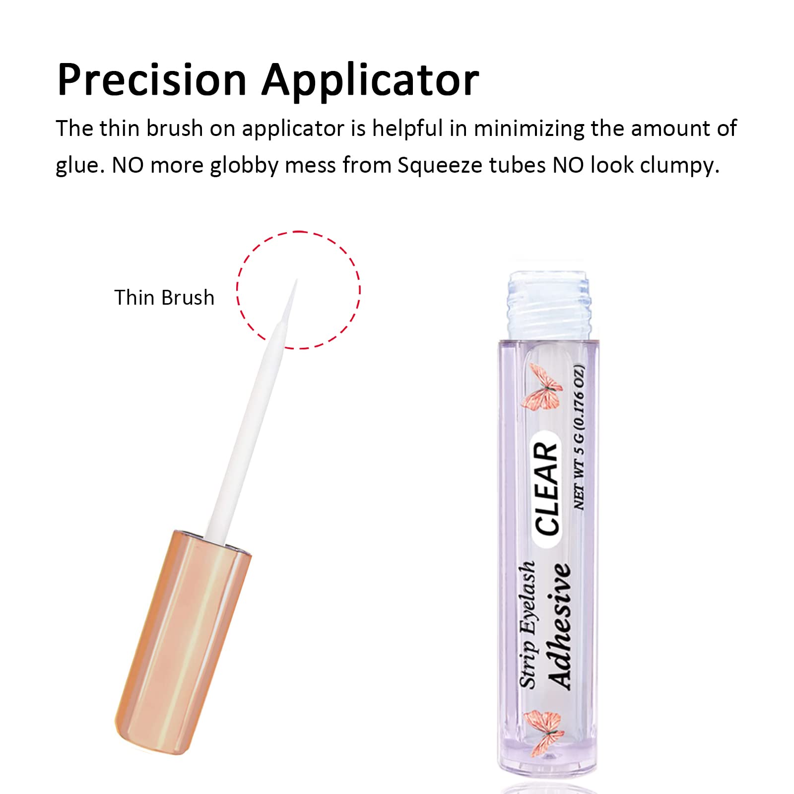 Super Strong Hold Waterproof Latex-Free Eyelash Adhesive - Clear Lash Glue Suitable for Sensitive Eyes - 5ml/0.18oz (1 Pack)
