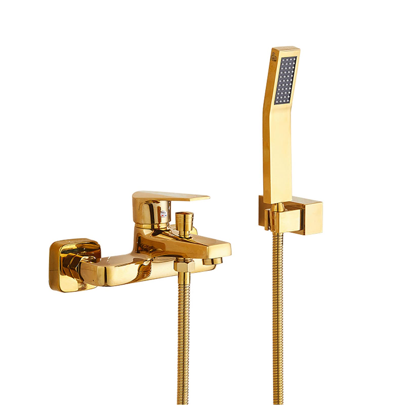 HADECOLL Gold Brass Waterfall Bathtub Faucet With Handheld Showersingle Handle Wallmounted Bath Shower Mixer Modern Luxury Bathroom Fixtures For Elegant Spa Experience
