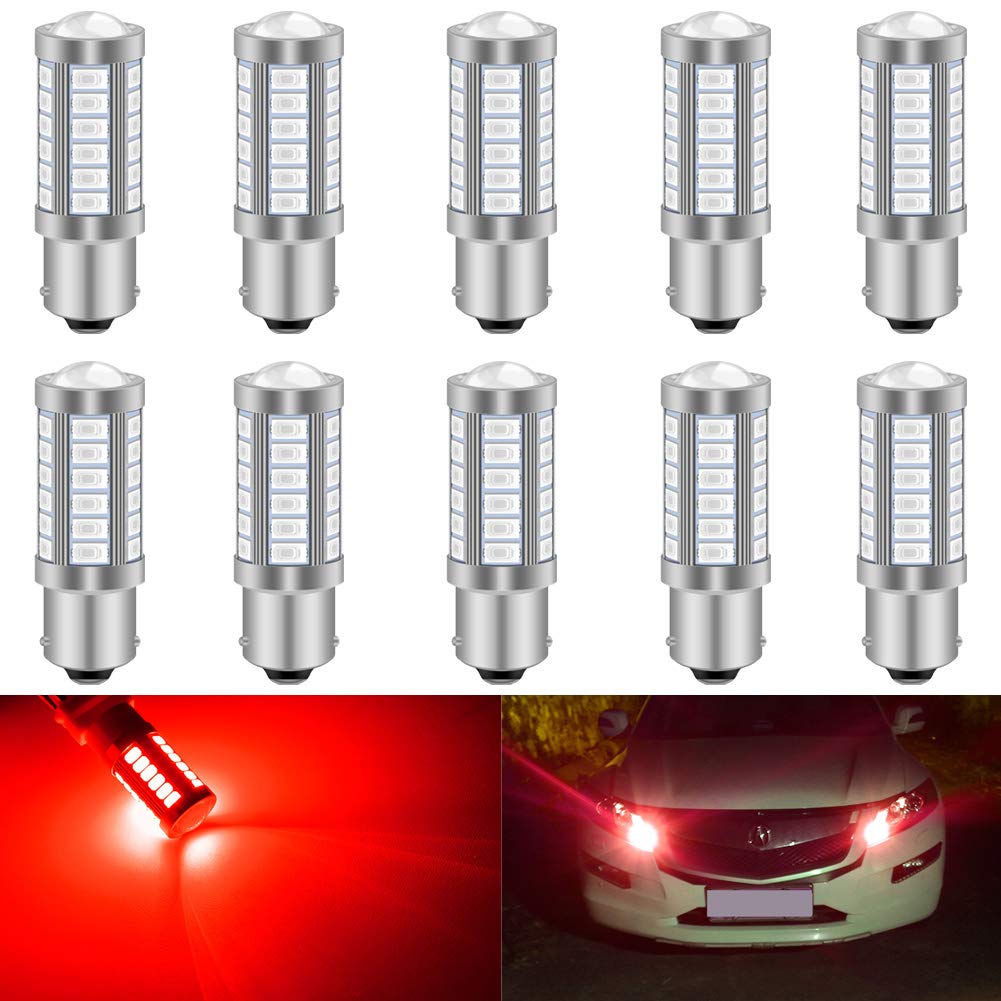 KATUR 10 szt. BAU15S 7507 1156PY PY21W 5630 33-SMD czerwona 900 lumenów super jasna lampa LED kierunkowskazu hamowania stop światła żarówka 12 V 3,6 W