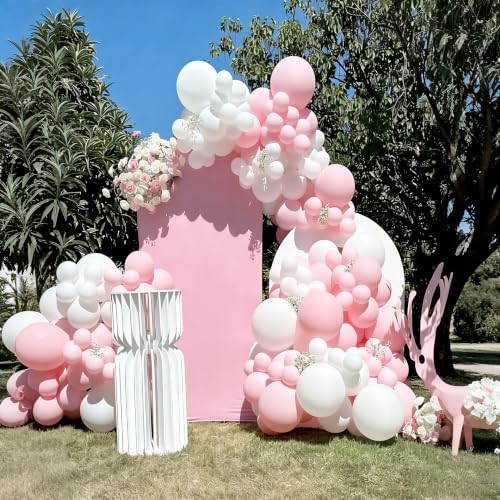 Image of Lukiituke Light Pink Balloon Arch Kit, 134Pcs Pink and White Balloons, Light Pink Balloons with 4 Sizes for Wedding Bridal Baby Shower Birthday Party Decorations