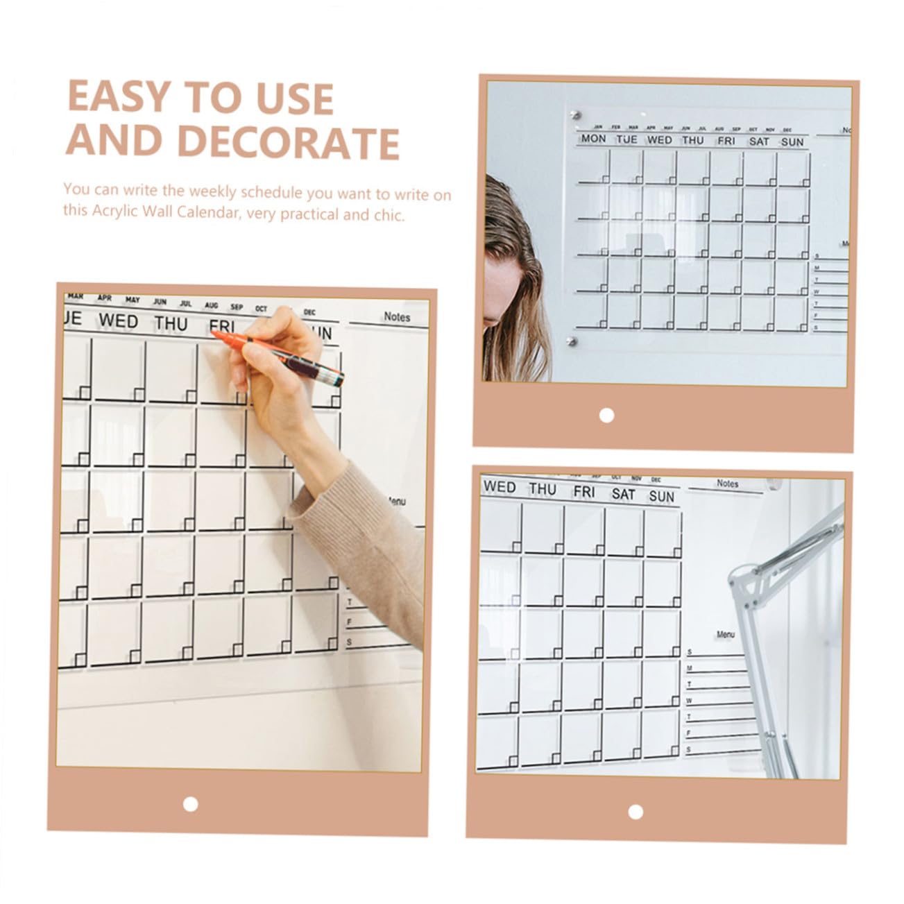 Holibanna Pizarra Acrílica Transparente l Calendario Semanal Borrable, Planificador De Pared Práctico, Colgante Para Nevera 4 Tachuelas y Marcador, Uso Doméstico y Oficina