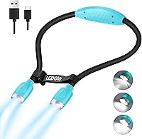 Vista 6 de LEDGLE Luz de cuello actualizada para leer libros en la cama, lámpara LED para el cuello para tejer con iluminación de 1600 K 3500 K 6000 K + brazos