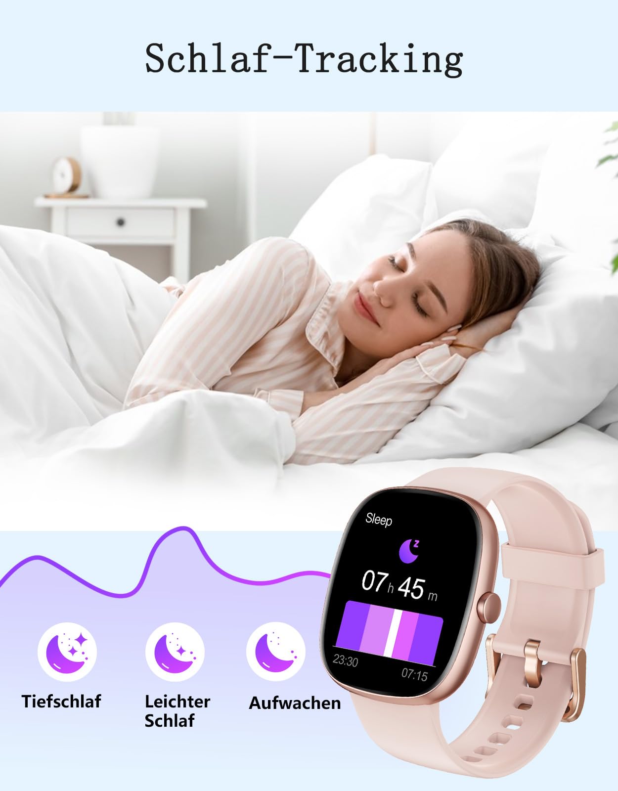 Smartwatch Damen mit Telefonfunktion,1.85" Smart Watch mit 24/7 SpO2/Herzfrequenz/Schlafmonitor/ Schrittzähler 100+Sportmodi,IP68 Wasserdicht Fitnessuhr Whatsapp Benachrichtigen für Android iOS Handy