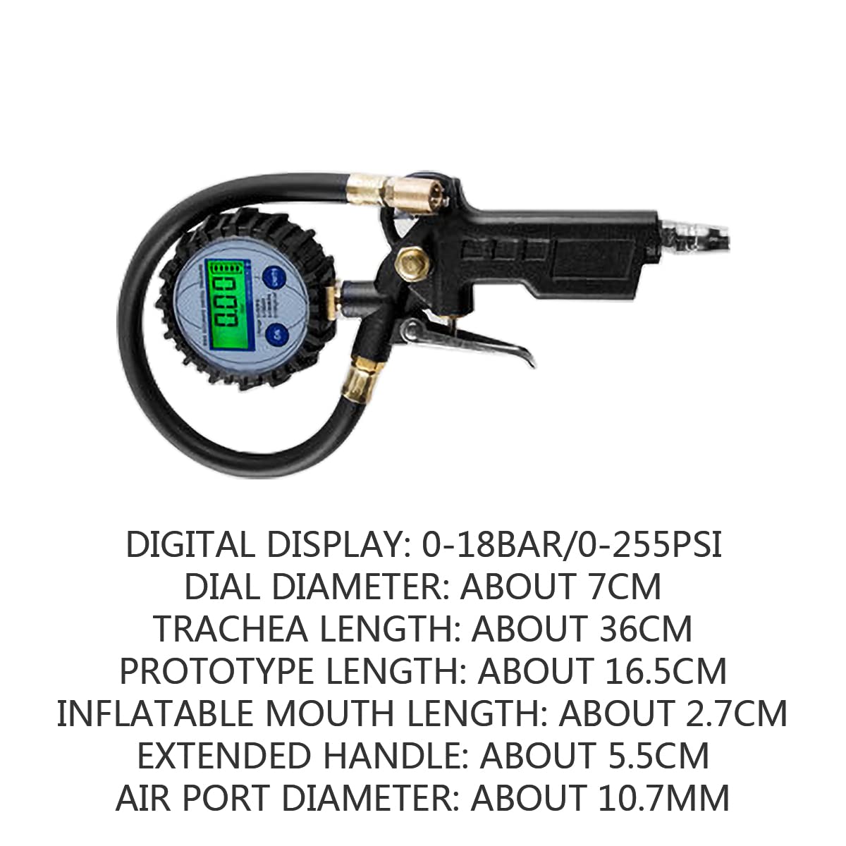 manometr do opon, Cyfrowy monitor opon 255PSI, kompresor powietrza