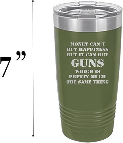 Miniatura 25 de Rogue River Tactical Taza divertida de caza de 20 onzas, taza de viaje con pistola de felicidad, con tapa de acero inoxidable, regalo para papá