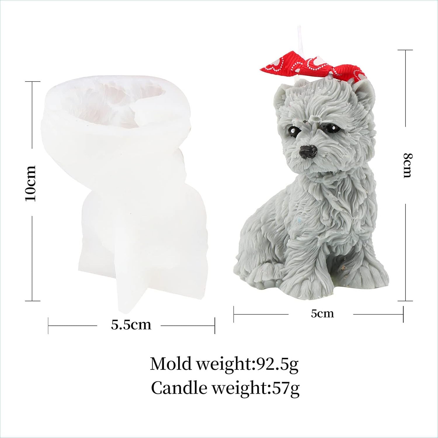 Grainrain Reusable 3D Curly Dog Silicone Mold for Soy Wax Candles, Soap, Epoxy Resin - Non-Stick Craft Mold with Festive Design (SXY201) image 2