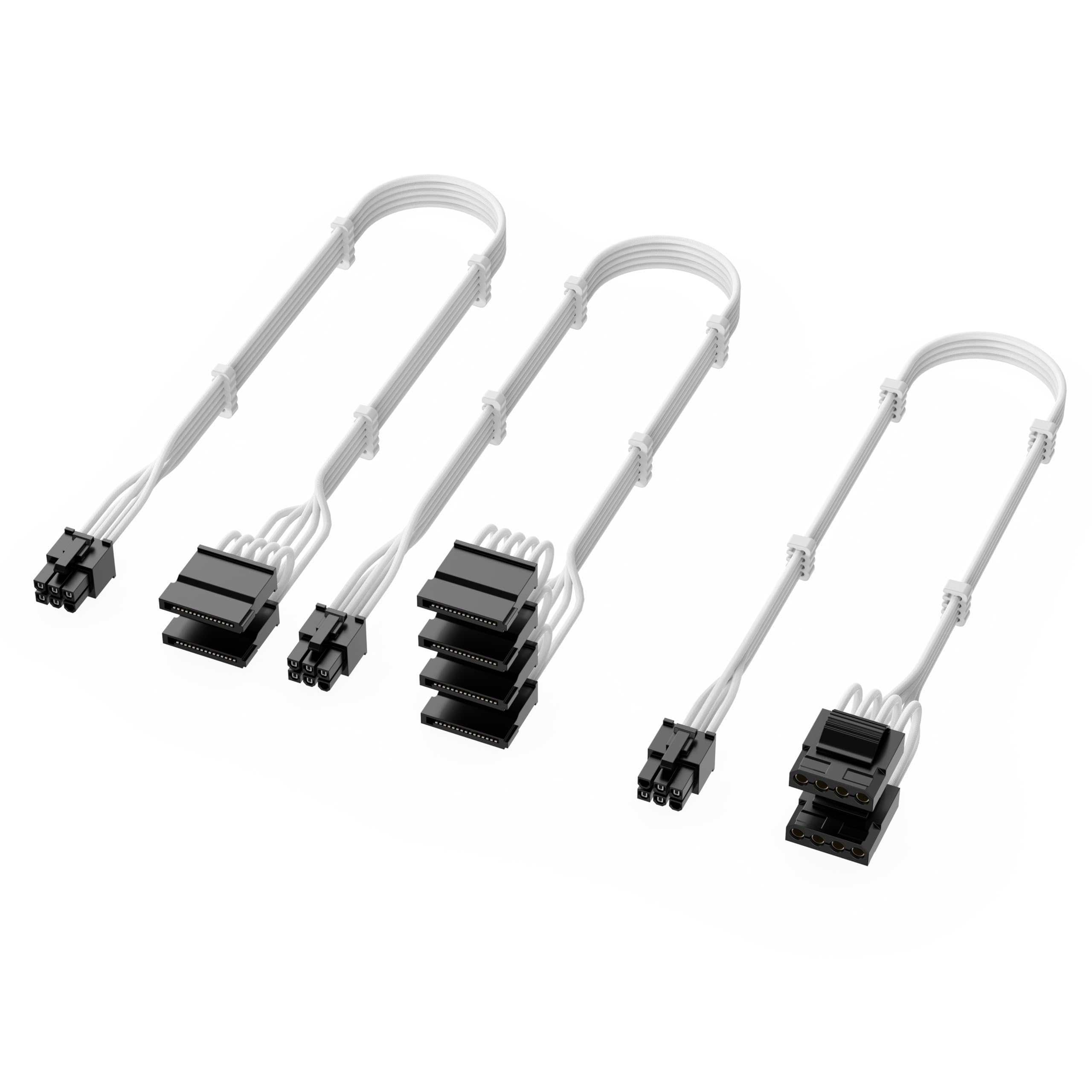 X-Enlazar PSU Kabel Kit für Seasonic Netzteile - 90 Grad Stecker, einzeln ummantelt mit Geflecht & Kämmen, 16AWG Draht, 9-teiliges Kit, Type-A PCIe GPU Stecker - Weiß