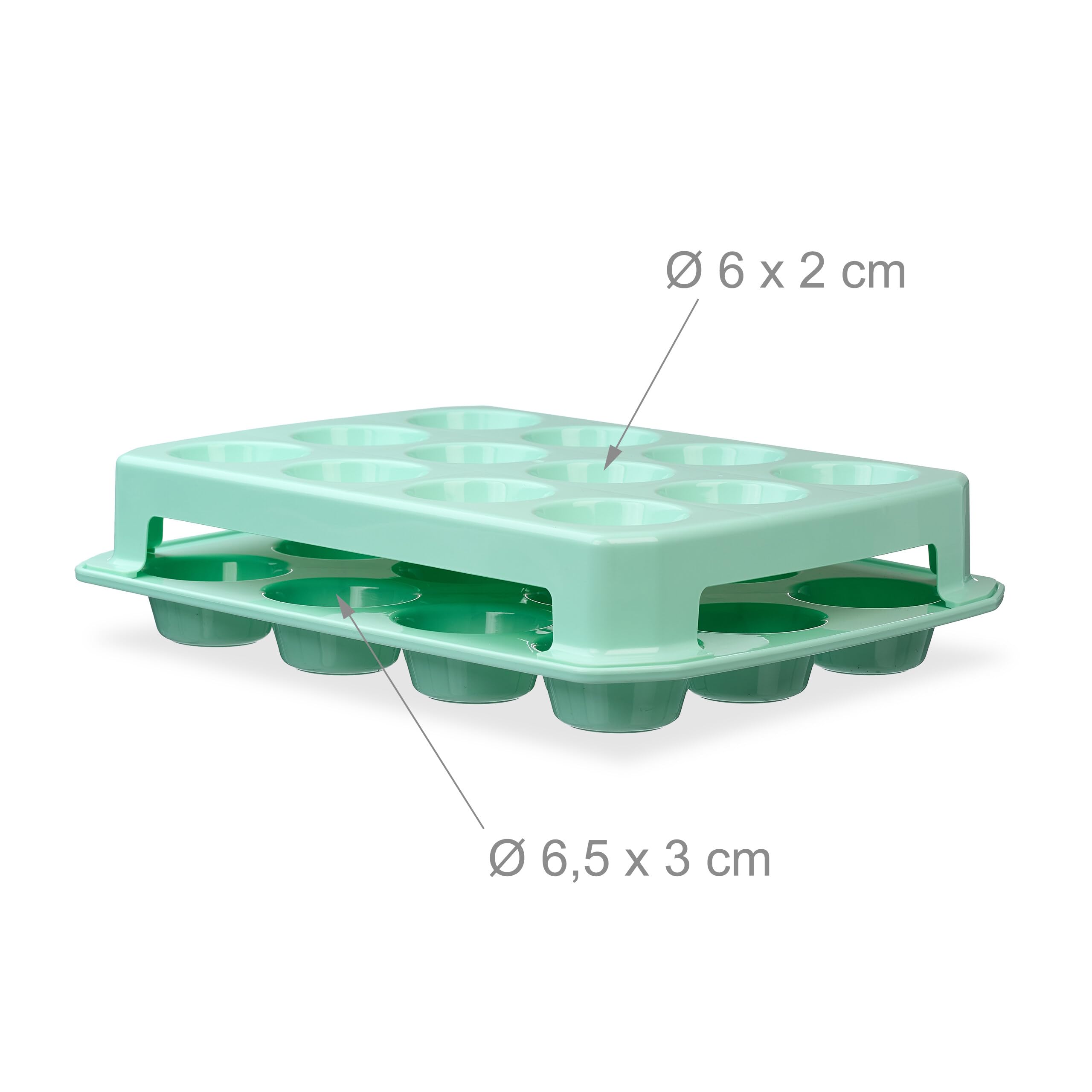 Relaxdays Contenitore Porta Muffin con Coperchio Trasparente, 24 Cupcake Dolci, Plastica, HLP: 16x37,5x28,5 cm, Turchese