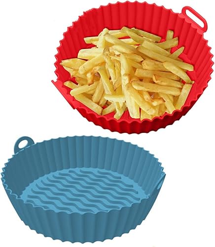 Forro de silicona para freidora de aire, 2 ollas de silicona para freidora de aire, forros de silicona redondos para freidora de aire, cesta