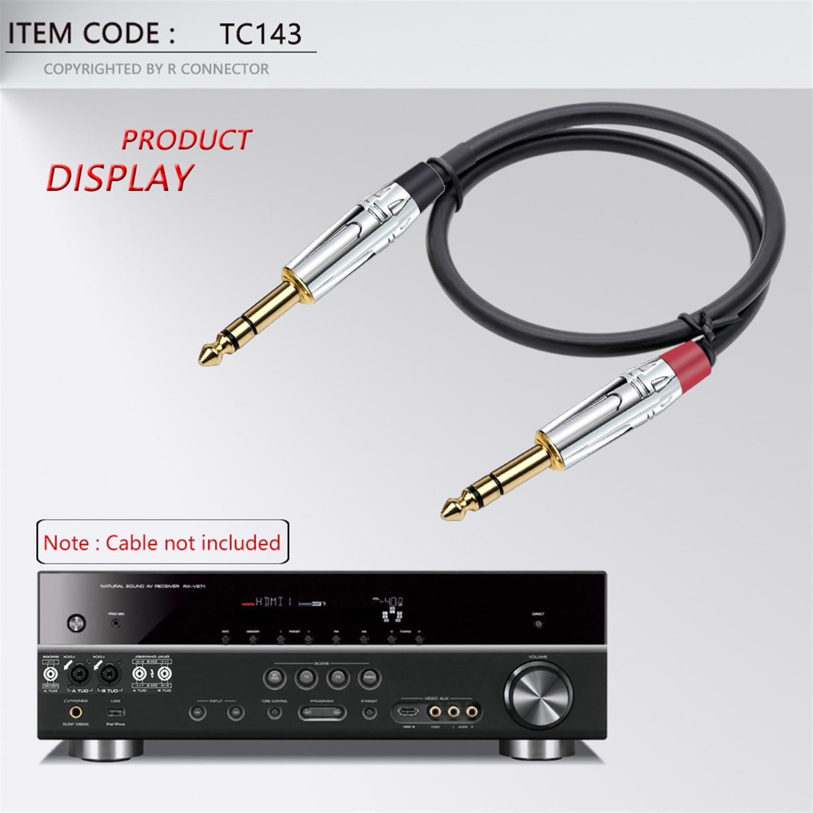 2 connettori jack da 6,35 mm a 3 poli stereo maschio da 6,35 mm per cavo di saldatura in ottone, presa per microfono (rosso)