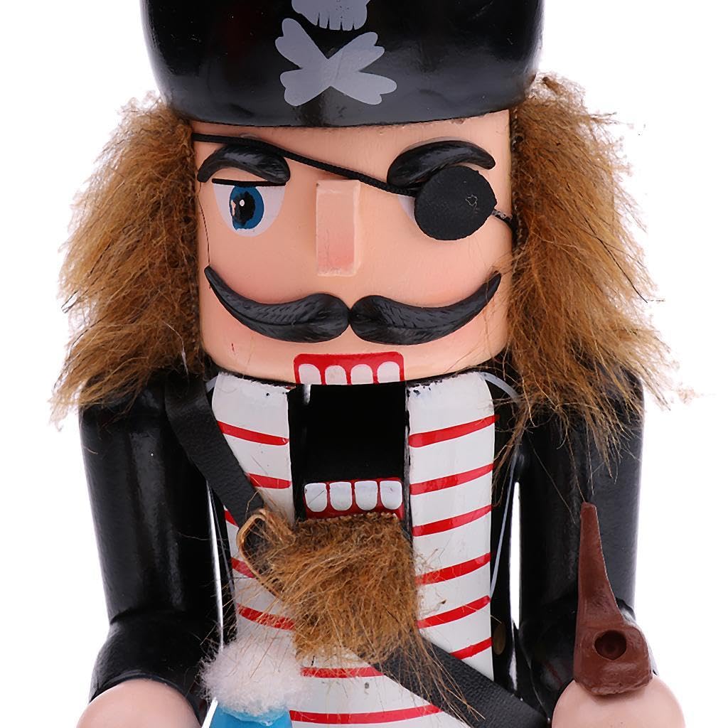 Schiaccianoci In Legno A Forma Di Pirata Con Birra E Pipa, Statua Natalizia Fatta A Mano, 25 Cm, Decorazione Per Casa E Feste A Tema Pirata
