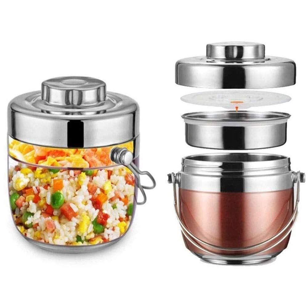 Fiambrera, contenedor de alimentos portátil a prueba de fugas de 1,5 l, botella de sopa de alimentos con aislamiento térmico, fiambrera de acero inoxidable para almacenamiento de alimentos al aire l