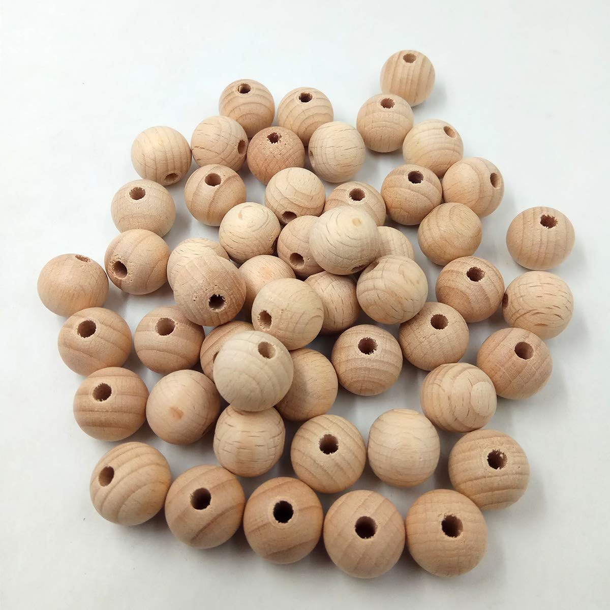 100pcs 20mm Natural Unfinished Wooden Beads Round Spacer Beech Wood Beads for DIY Home Decoration Making Garland Macrame Jewelry Crafts
