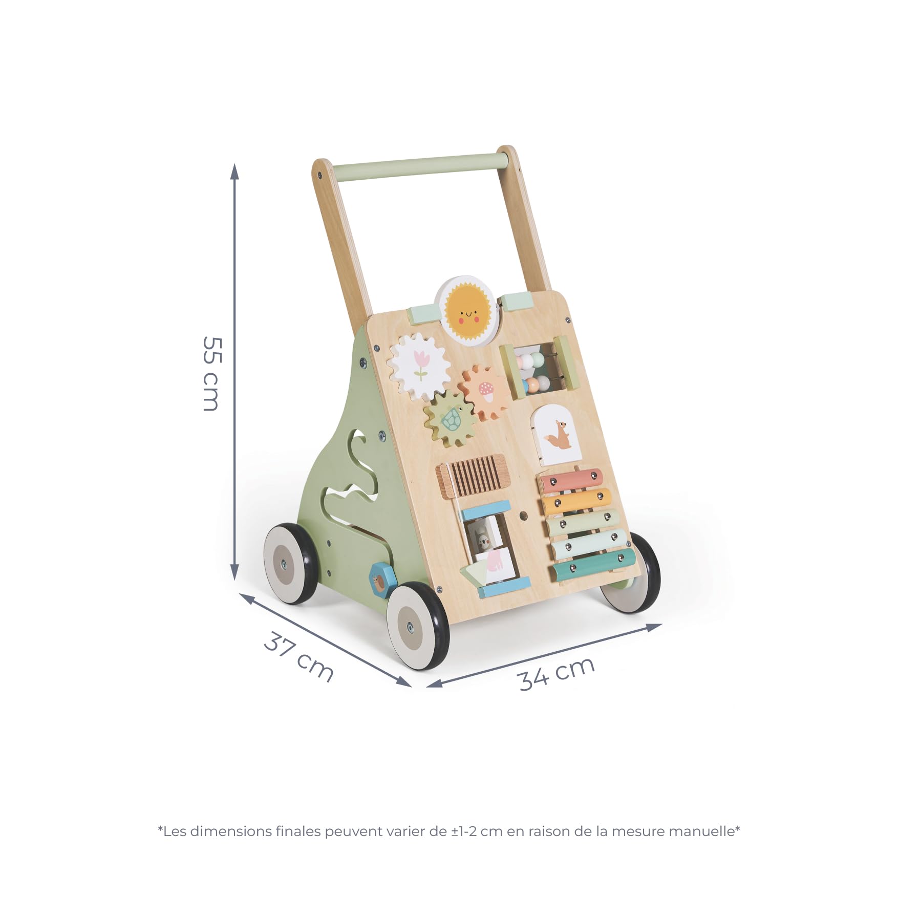 MS BabyWorld – Montessori Maxi – Andador de Madera para Bebé | Correpasillos con Juguetes y Actividades | Para Primeros Pasos | Desde +12 Meses