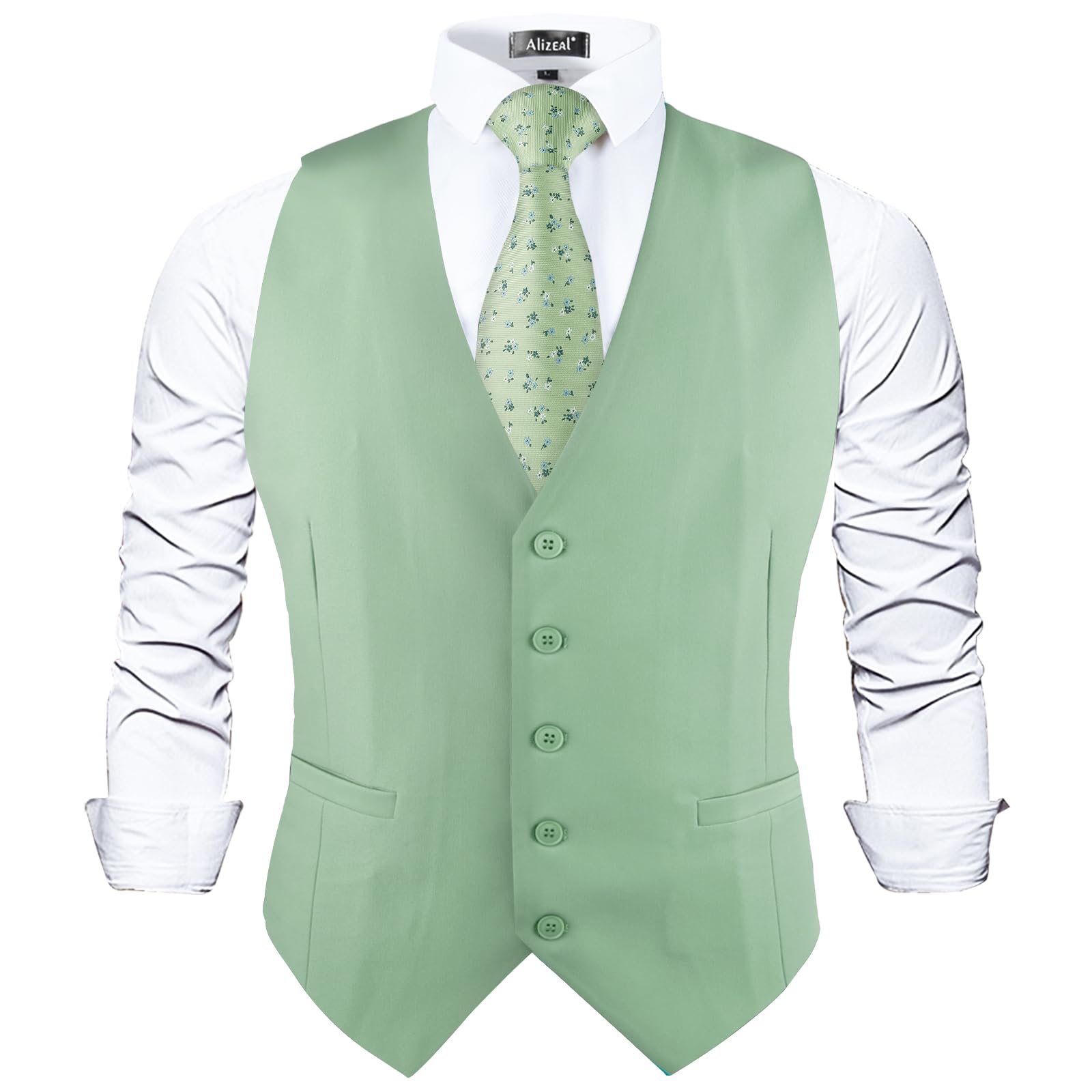 Alizeal Gilet classique de couleur unie pour homme - Coupe droite - Smoking - Pour mariage