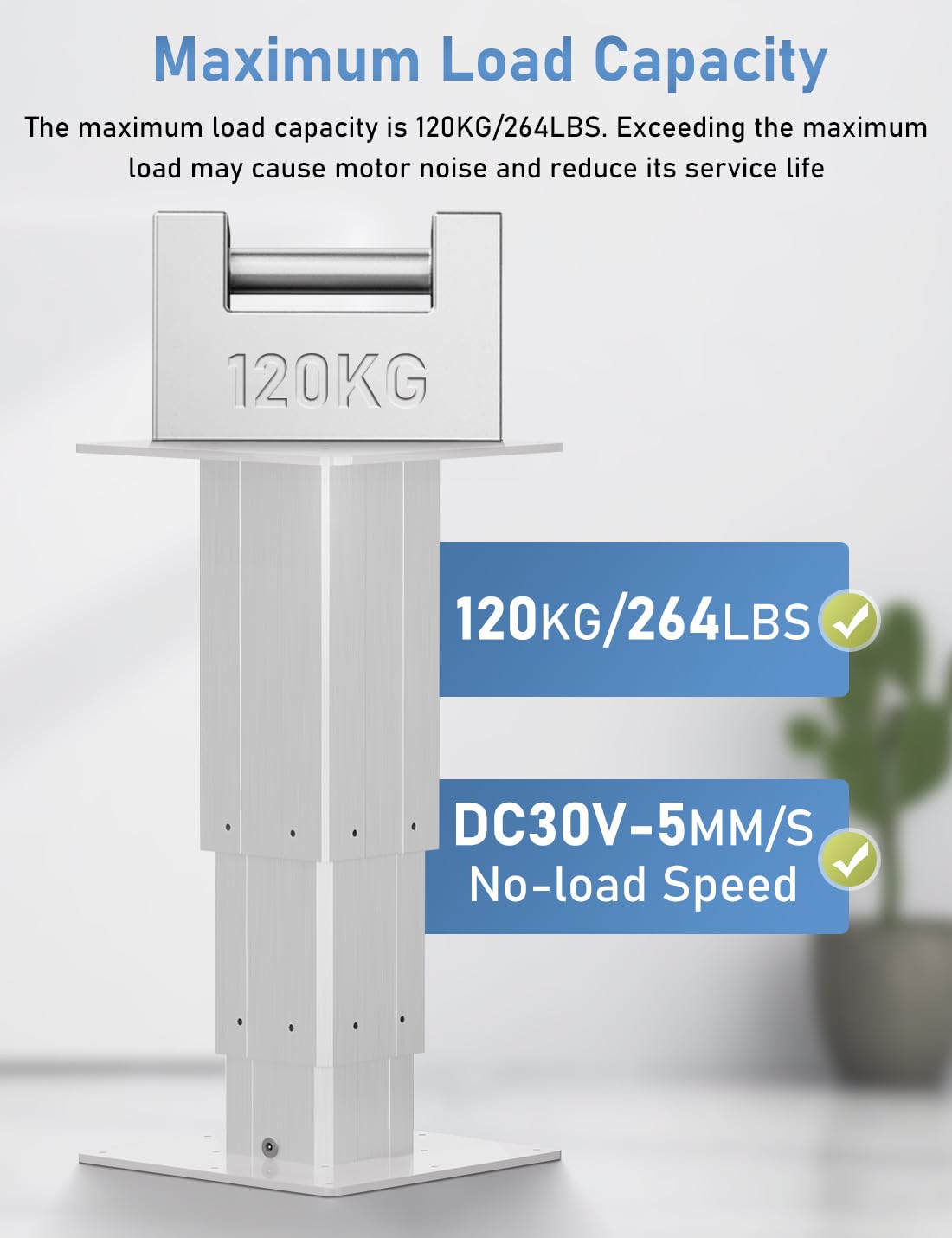 DIHOOL elektrische Hubsäule DC30V Hubtisch DC Motor Aufzug TATAMI versteckter Aufzug (120KG Last, Geschwindigkeit 5MM/S, 360mm-790MM)