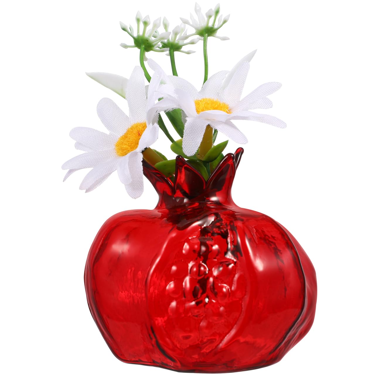BESPORTBLE Pomegranate Decor Vase - Small Plastic Flower Vase & Hydroponics Planter, Red Christmas Decor for Table, Wedding, Home Decoration