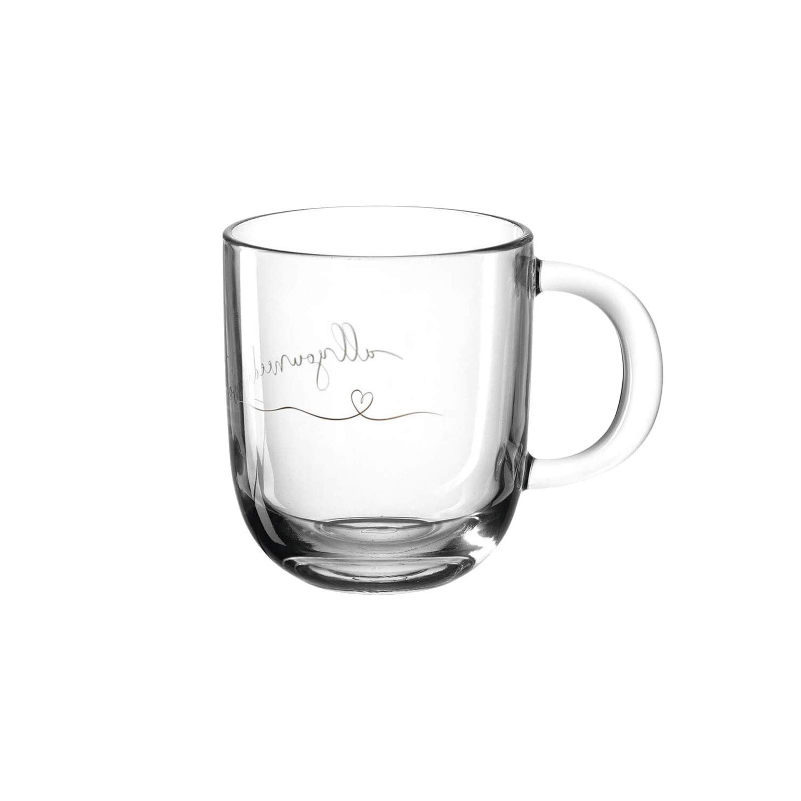 Leonardo Emozione geschenkmok oh happy day, 1 stuk, vaatwasmachinebestendige glazen beker, theemok met ananas-motief en belettering, 400 ml, 046412