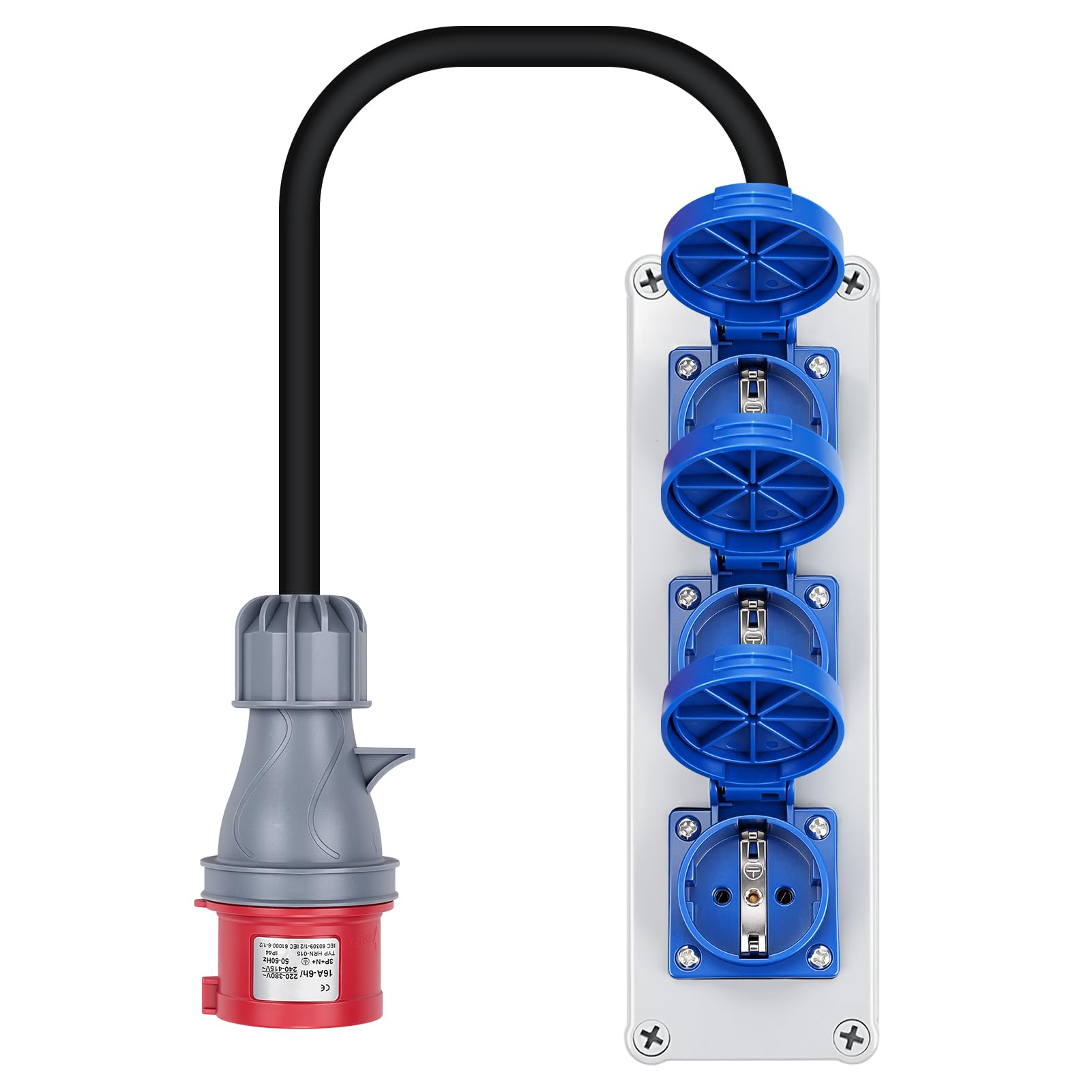 Distributore a parete 3 prese Schuko 230V e 1 presa CEE 16A/400V 5P