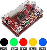 Vista 3 de Nueva versión ATX Fuente de alimentación Breakout Board y kit de estuche acrílico con perilla de voltaje ajustable ADJ, soporta 3.3V, 5V, 12V