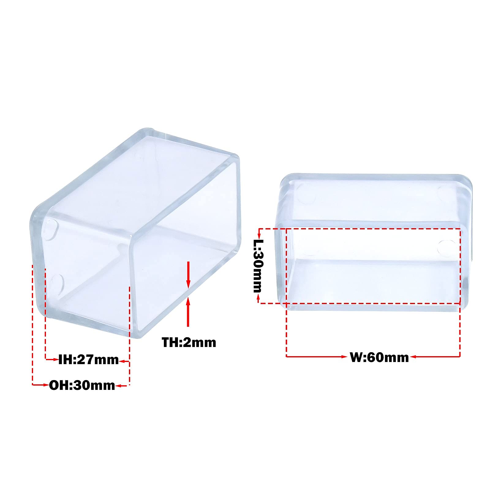 Flyshop 12PCS Chair Leg Caps PVC Furniture Floor Protectors Non-Scratch Rectangle Table Chair Leg Tips Caps, 1-3/16" x 2-3/8" - Image 2