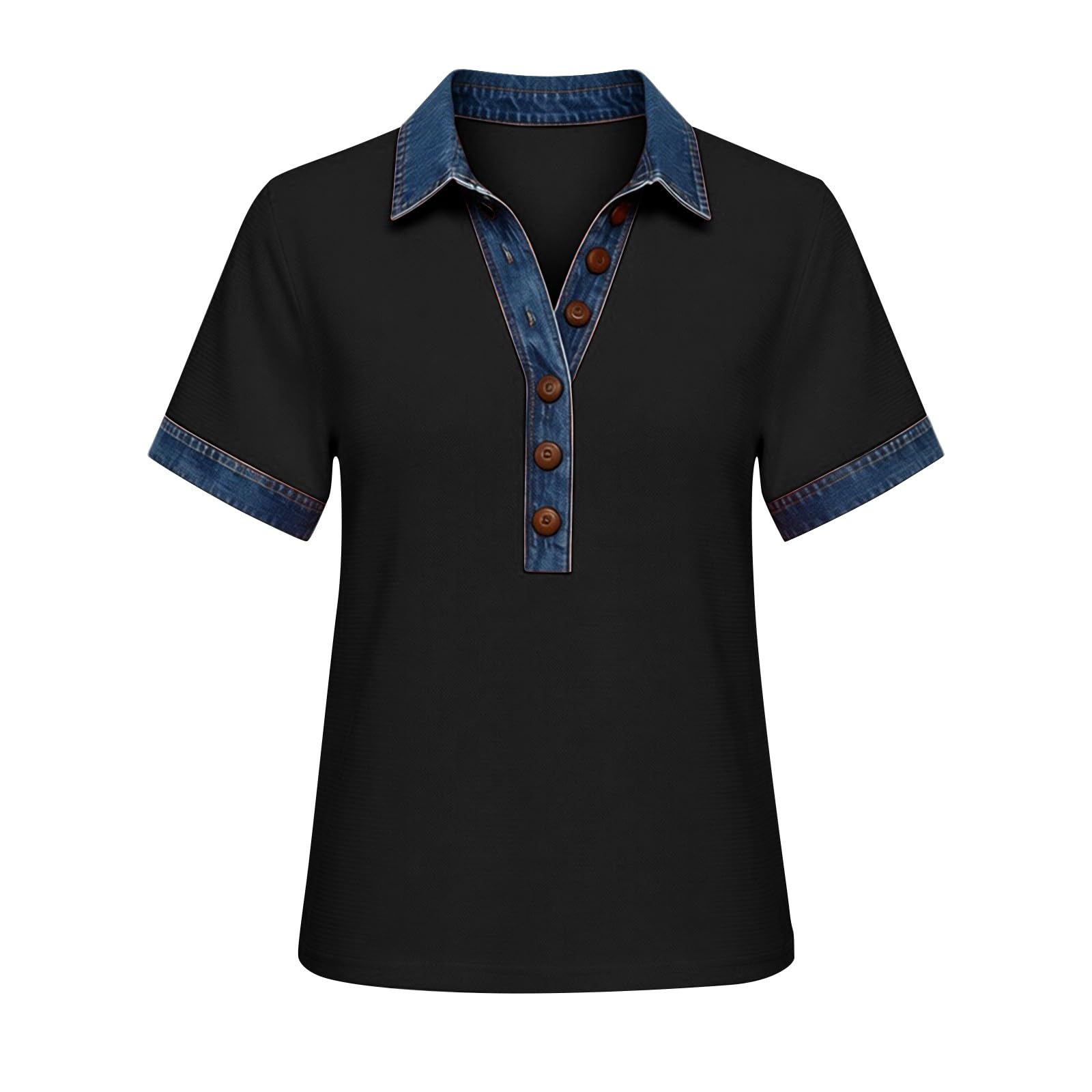 Generico Maglietta Donna Collo Polo con Bottoni Maniche Corte Abbigliamento Casual T-Shirt per Vita Quotidiana e Uscite Estive Tessuto Morbido Traspirante