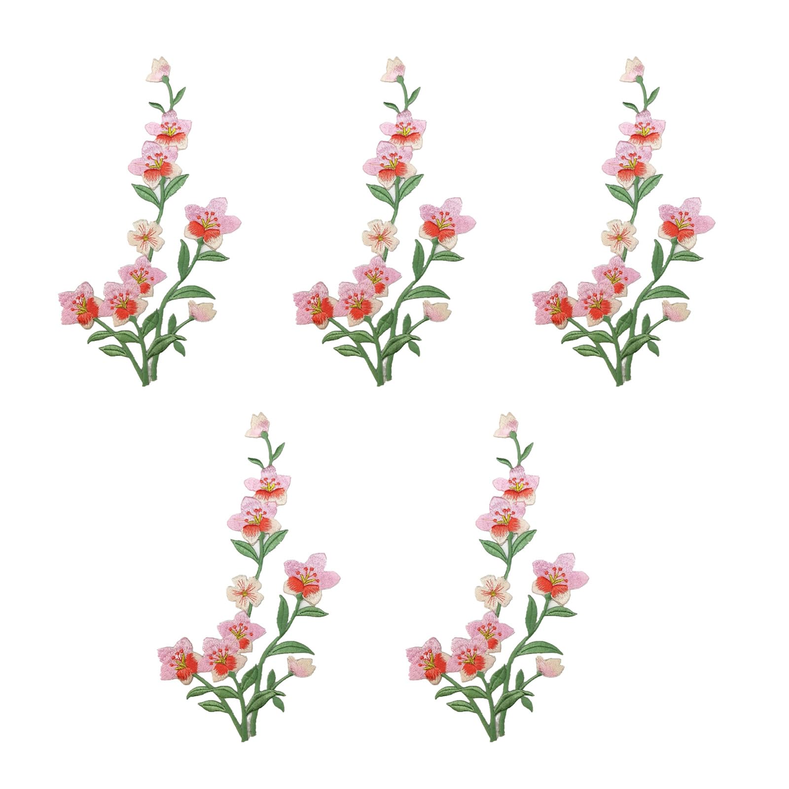 Kalttoy Red 5Pcs Embroide Flower Fabric Patches Embroidery Flower Applique Sew/Iron On Patches For Clothing Dress Jeans Jackets Embroide Applique