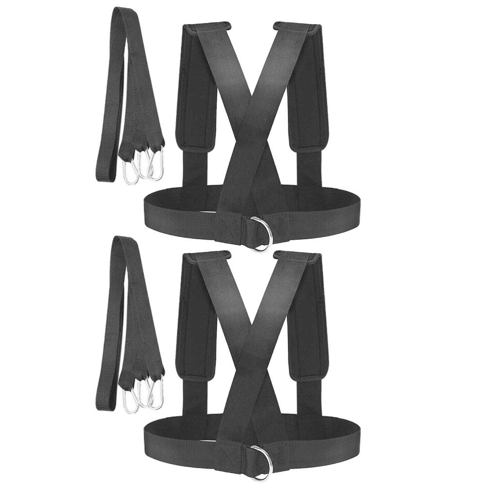 BESPORTBLE 2Pcs Sled Harness Weight-Bearing Shoulder Straps Workout Resistance Speed Training Trainer Physical Belt for Resistance Training (Black)
