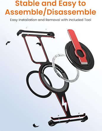 for RedMagic 11 Air Metal Case, Premium Aluminum Cool Metal Frameless Design Bumper case 360Rotating Stand Compatible Magnetic Attachment Design Heat Dissipation (Black/Red)