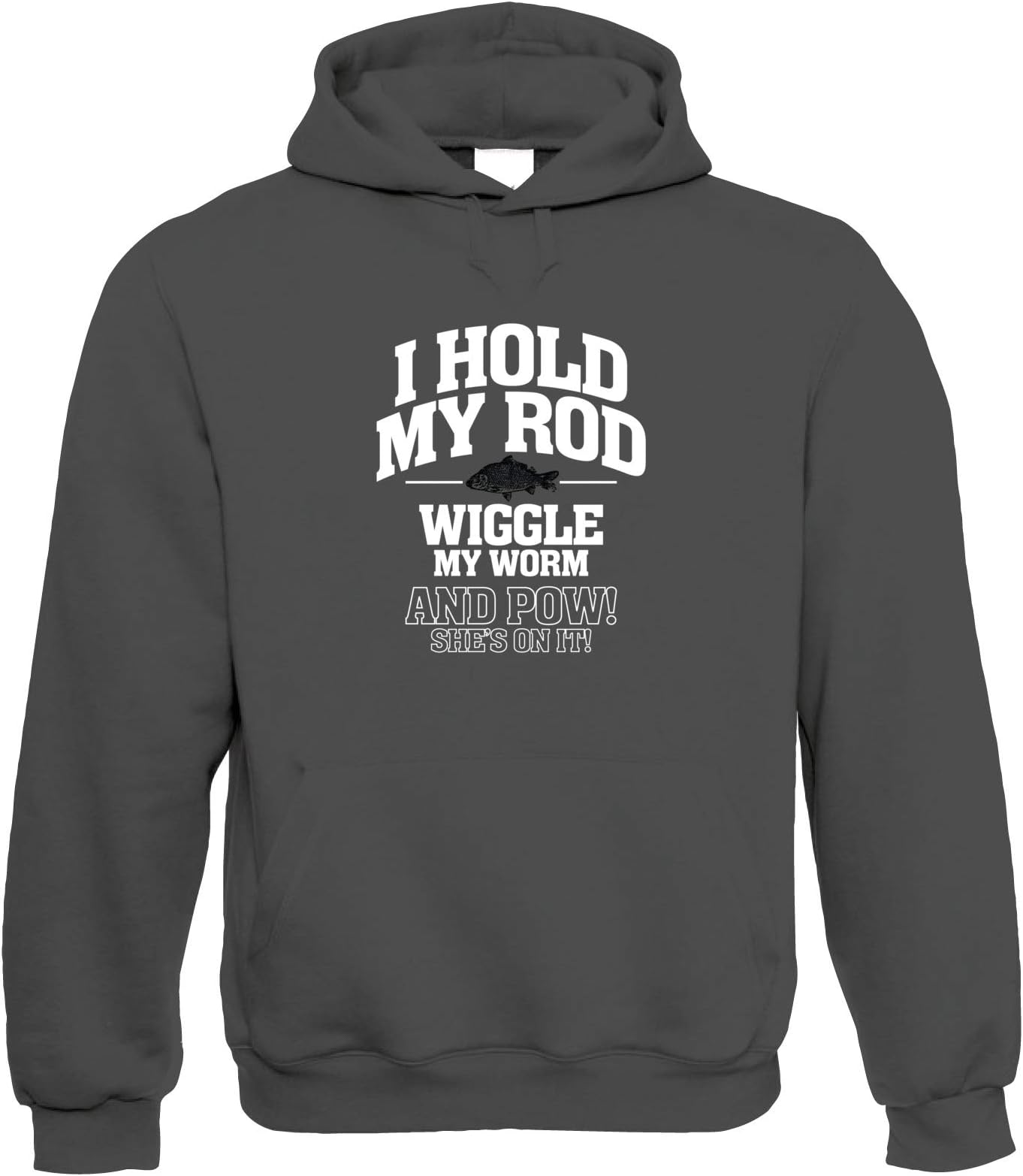 I Hold My Rod Mens Funny Fishing Hoodie - Carp Sea Fly Gift for Dad | Angling Fisherman Fishery Bait Line Bite Reel Rod | Humour Laughter Sarcasm Jokes Messing Comedy | Hobbies Him Birthday