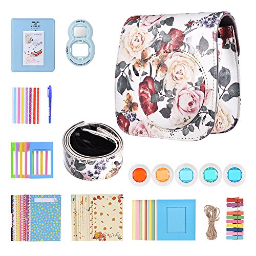 Andoer Kit de acessórios 10 em 1 para Fujifilm Instax Mini 8/8+/8s/9 com capa de câmera/alça/espelho