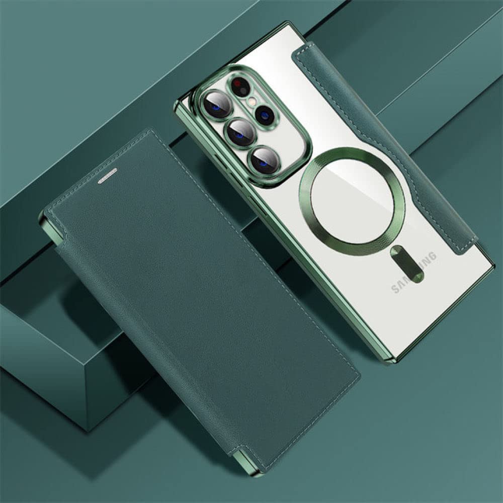Funda de cuero para Samsung Galaxy S23 Ultra con carga inalámbrica y ranura de tarjetas T3 8