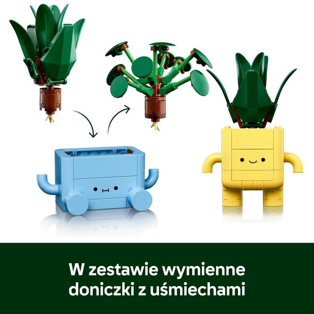 LEGO Botanicals Wesołe roślinki, dracena i pilea w doniczkach, zabawka konstrukcyjna dla dziecka, pomysł na prezent dla 9-latki, dla dziewczynki i chłopca, dekoracje do pokoju dziecięcego 10349