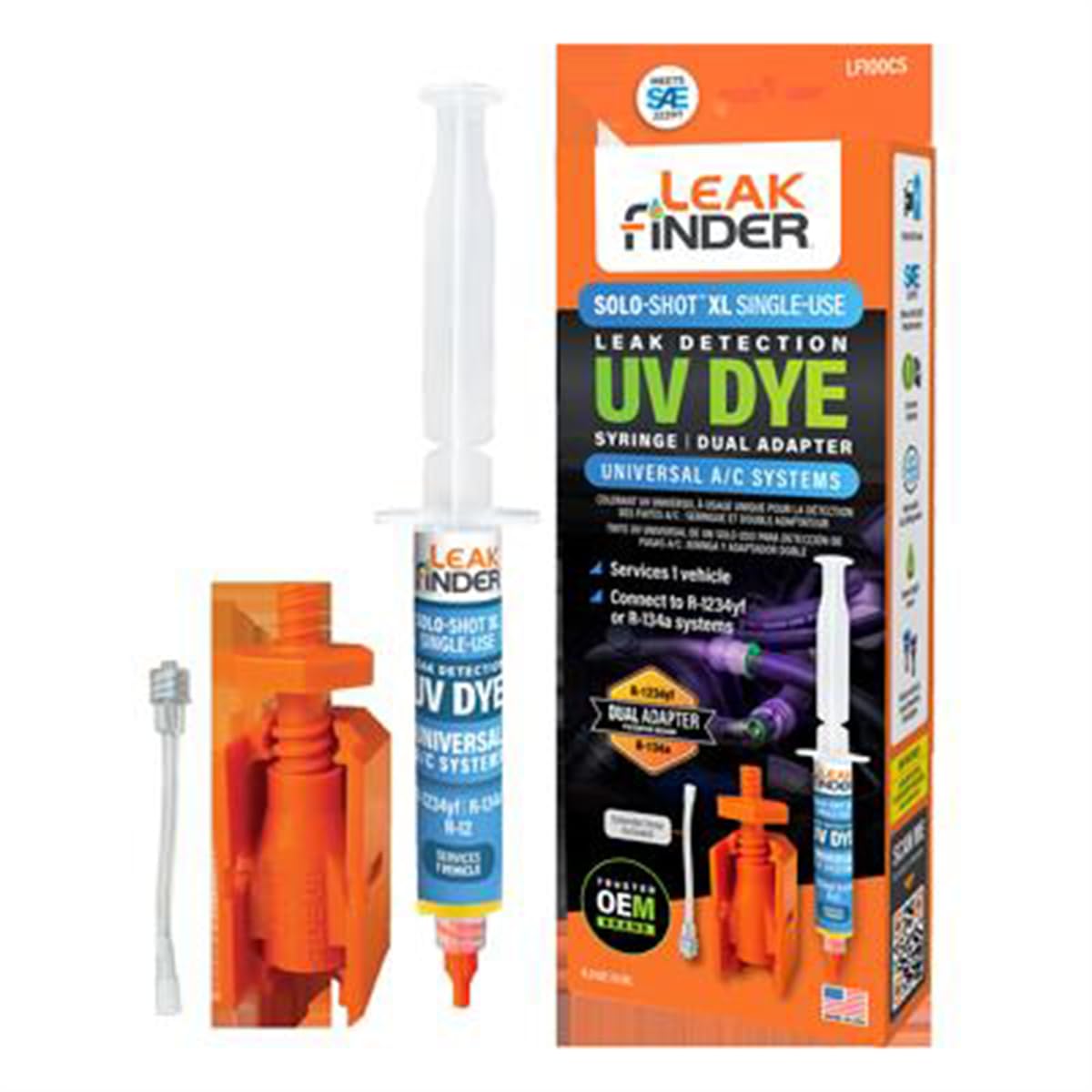 LF100CS SOLO-SHOT XL Single-Use Universal A/C Dye Syringe Injection Kit
