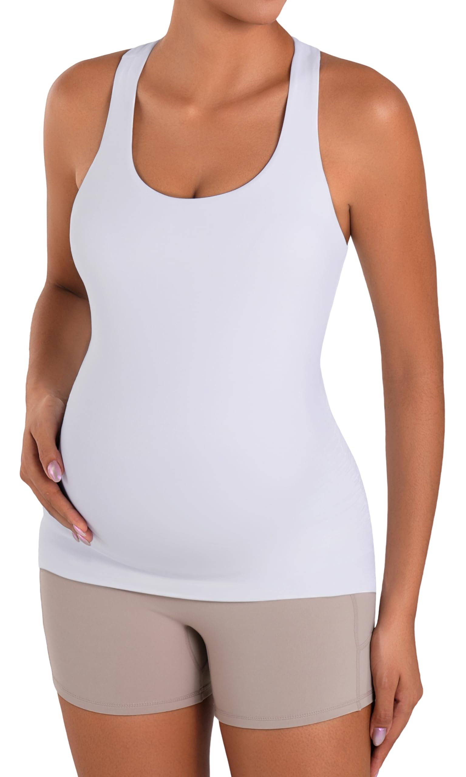 Sunzel Canotte premaman con reggiseno integrato senza maniche gravidanza Racerback Cami estive