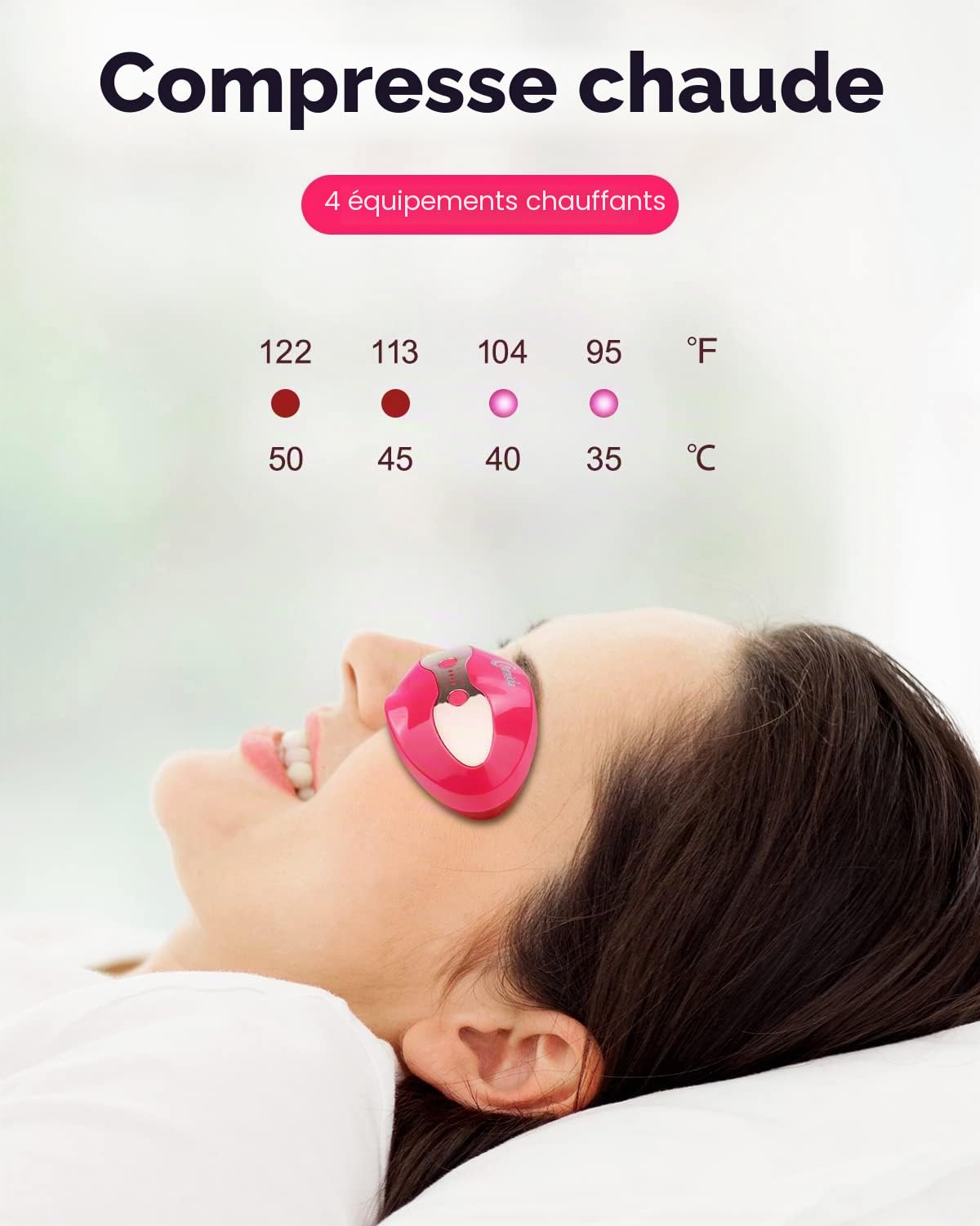 FERNIDA Appareil pour les Lèvres et les Yeux à Lumière Rouge, 4 Niveaux de Chauffage, Réduction des Rides et des Cernes, Rouge