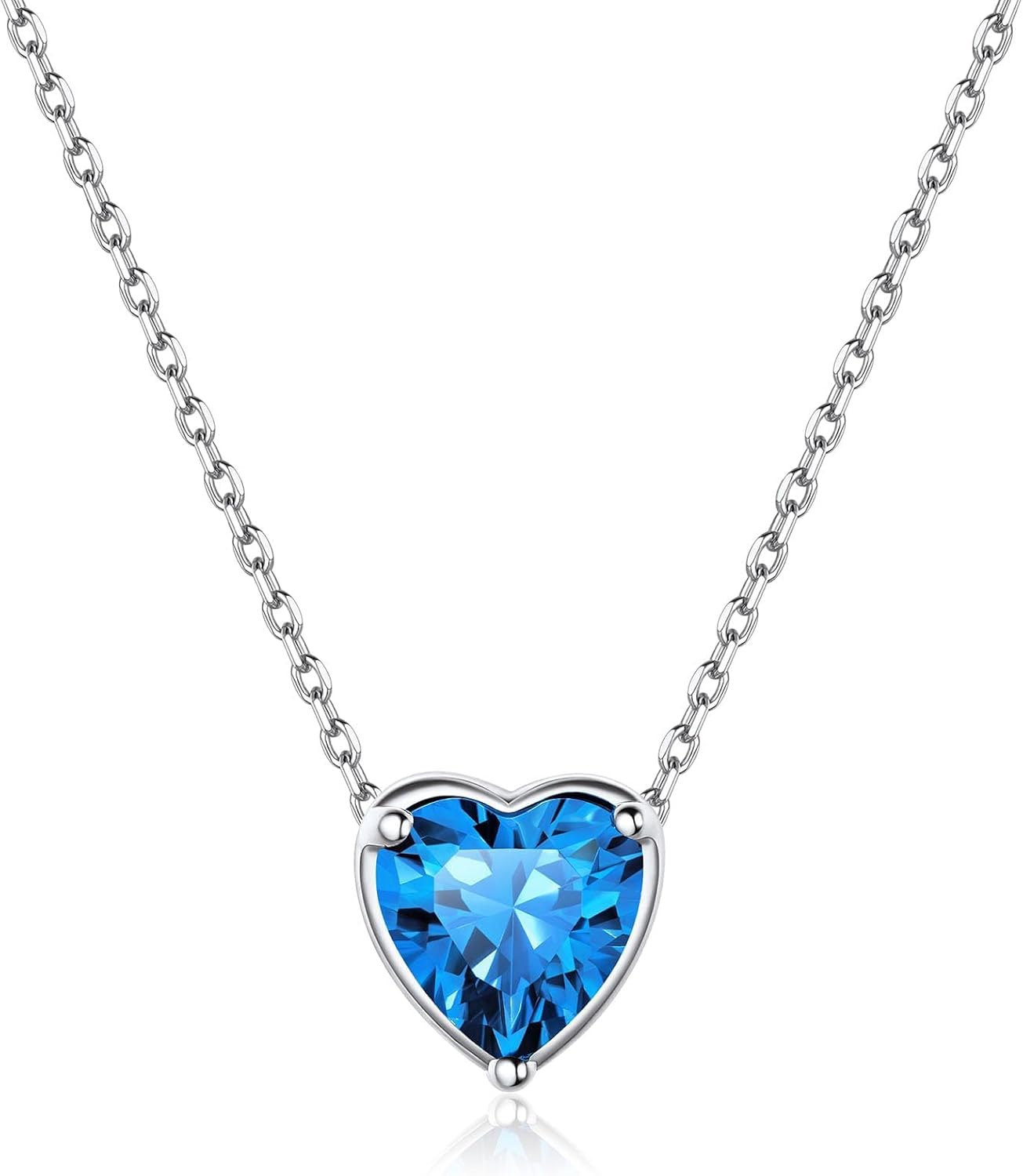 ChicSilver 925 Sterling Silver 12 Months Sparkling Round Cut Created Birthstone Pendant Necklace, 16 Inch Rolo Chain