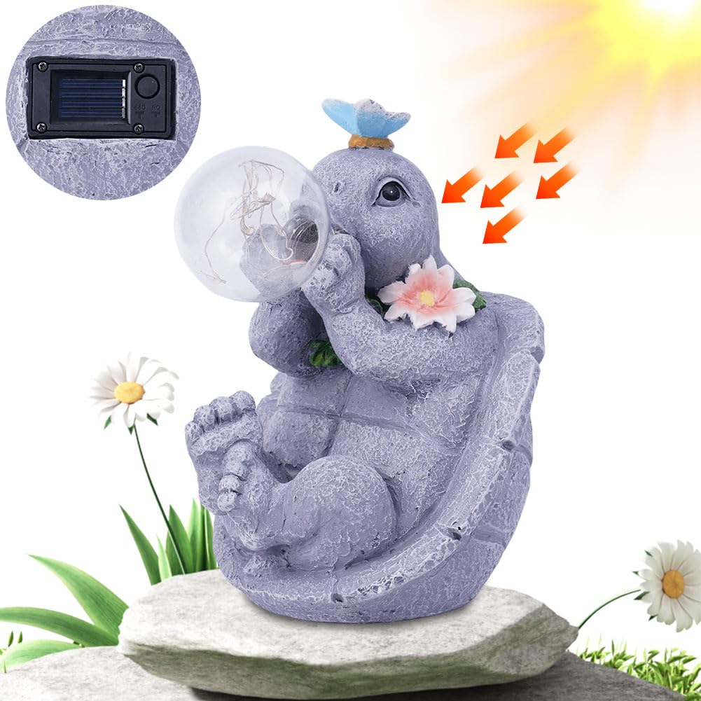 Statua Decorativa Da Giardino Con Gatto E Farfalla | Lampada Solare LED Per Esterno In Resina | Decorazione Per Balcone E Cortile Con Luce Notturna