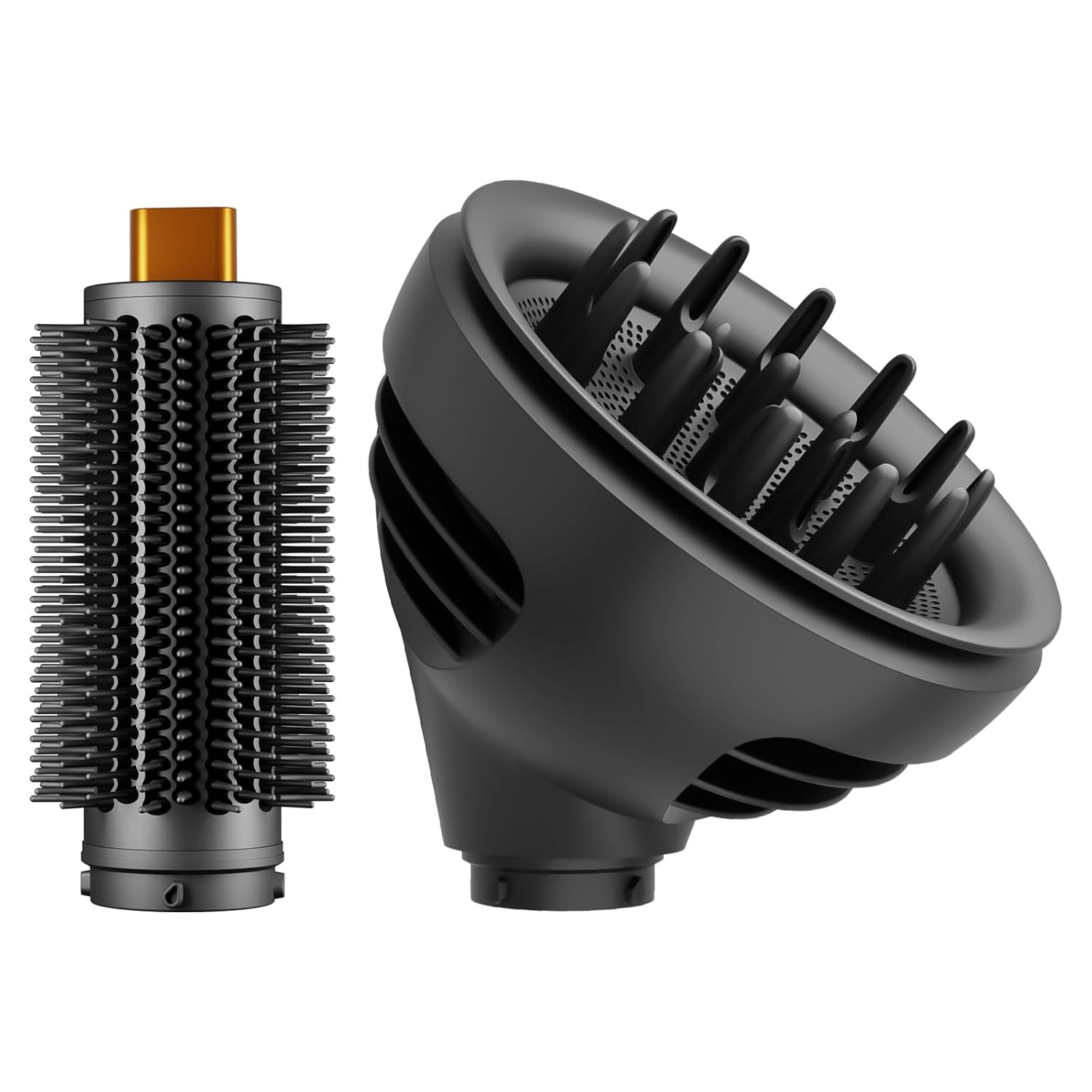 Round Brush Attachment and Wave Curl Diffuser Attachment Compatible with Dyson Airwrap HS01 HS05 HS08, Oval Round Volumizing Brush Upgraded Diffuser Nozzle for Dyson Air wrap Accessories to S