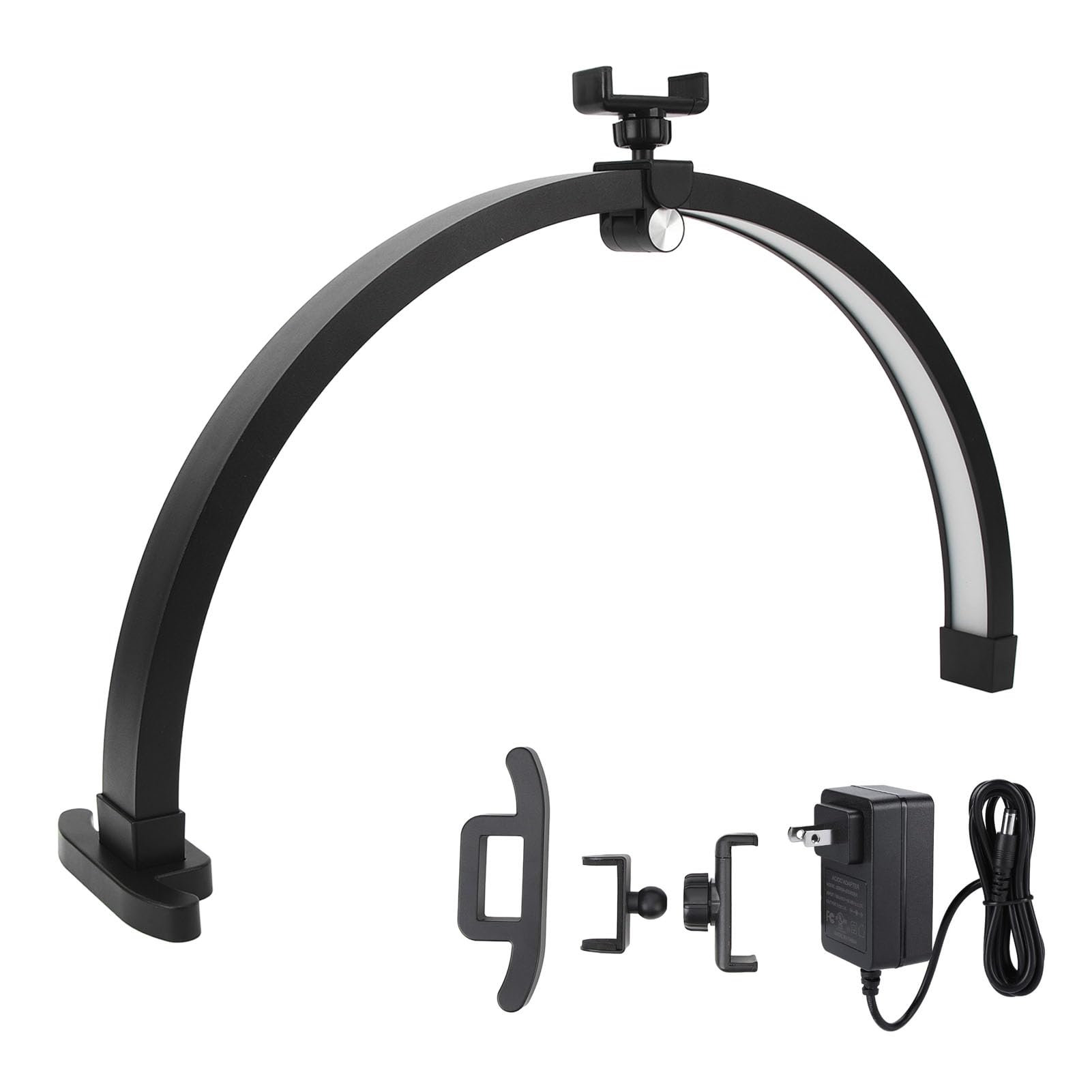 shenruifa22 Inch Half Moon Nail Desk Lamp Touch Key Half Moon Fill Light Foldable 20W Nail Lamp Desktop Table Lamp with Phone Clip (US Plug)